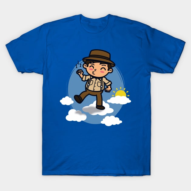 Funny Kawaii Man Walking On Clouds Sunny Heaven Cartoon T-Shirt by BoggsNicolas